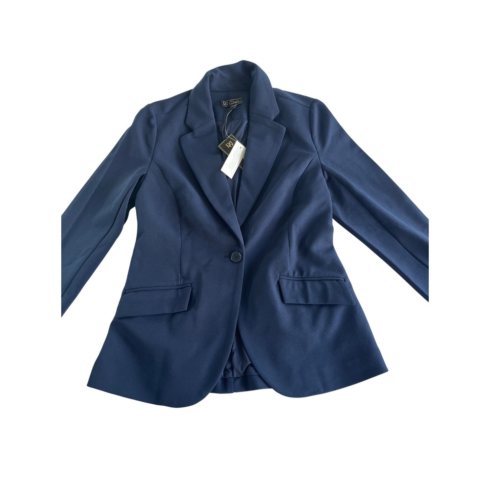 DG2 Diane Gilman‎ Womens Navy Blue Single Button Tailored Blazer XS NWT